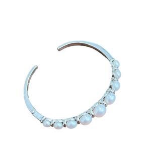 Honora Sterling Silver Fresh Water Pearl Hinged Cuff Bracelet 6.75" inner circum